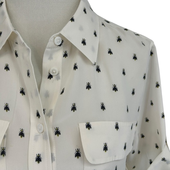 Equipment Silk Bee Print Short Sleeve Safari Shirt, Size M - Picture 9 of 15
